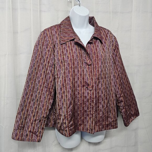 Coldwater Creek Purple Striped Boho Jacket Retro PXL - Picture 5 of 12